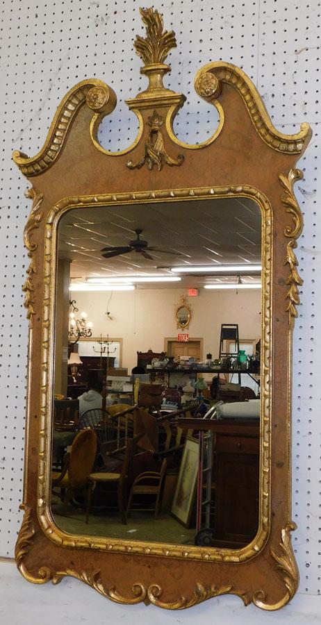 Burl Wood Gilt Framed Mirror (1 of 7)