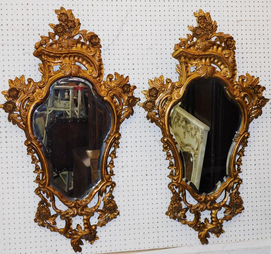 Pair of Ornate French Shield Form Beveled Edge Mirrors (1 of 7)