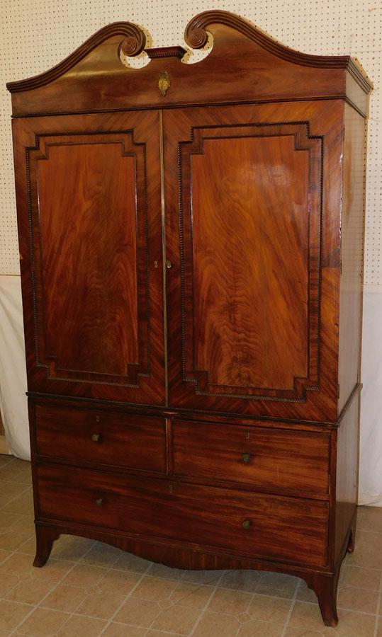 19th C Mahogany 2 Part Linen Press (1 of 6)