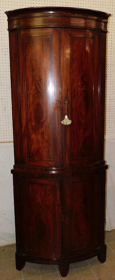 19th C Mahogany & Satinwood Banded BF Corner Cabinet (1 of 3)
