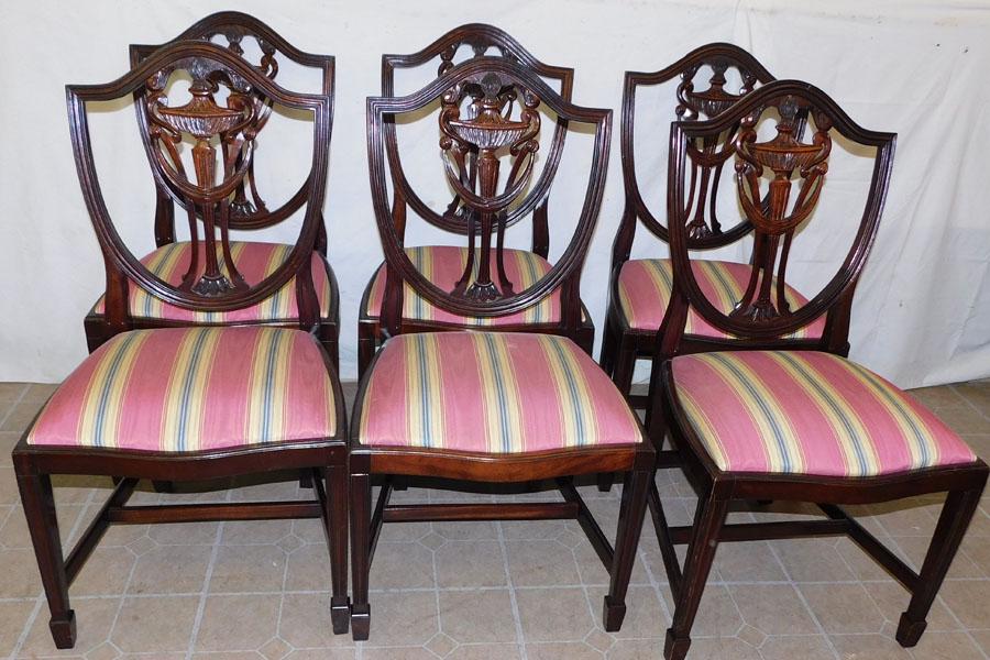 Set 6 Mahogany Carved Shield Back Chairs (1 of 4)