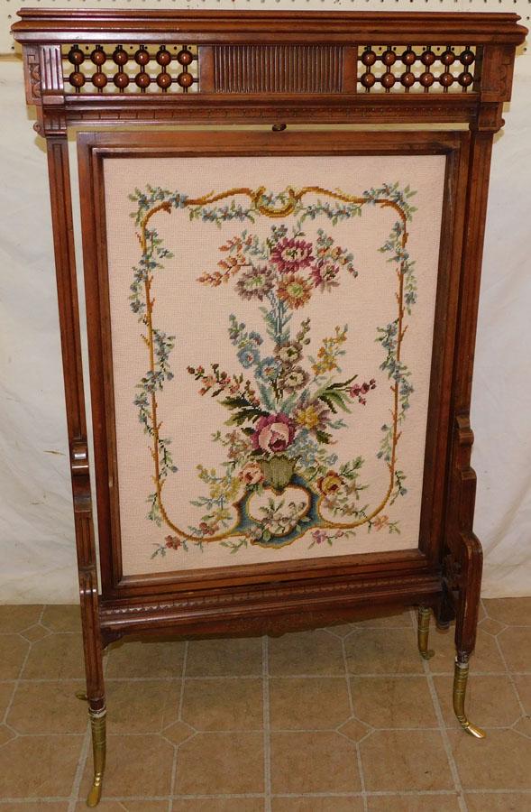 Walnut Victorian Needlepoint Fire Screen (1 of 5)