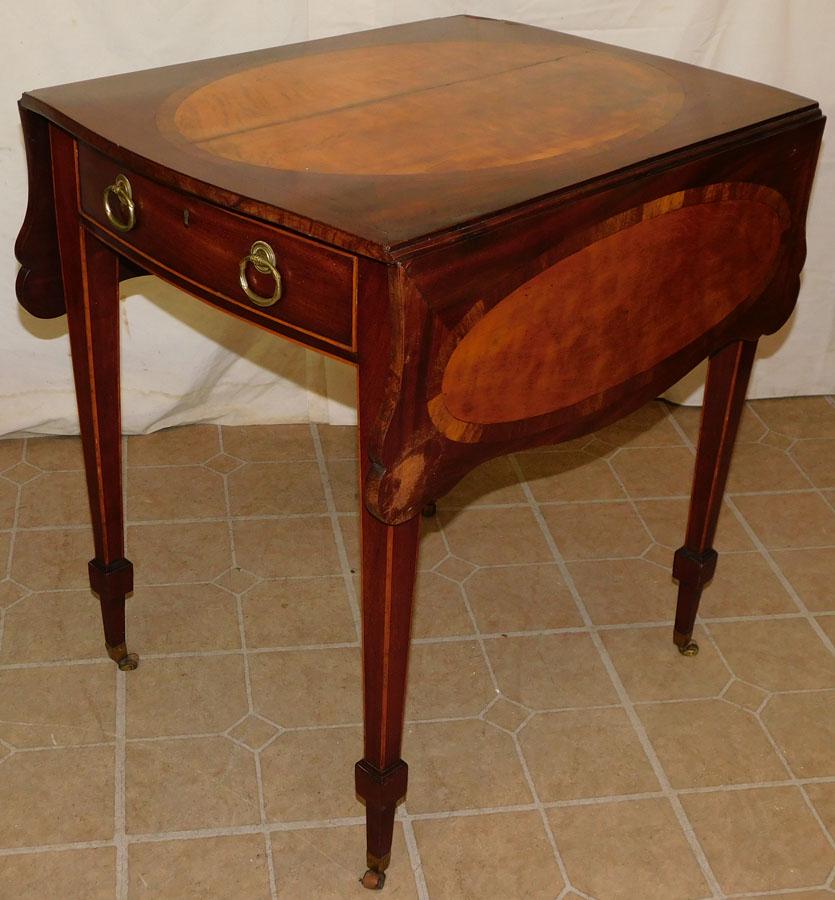 19th C Mahogany Satinwood Inlay Pembroke Table (1 of 6)