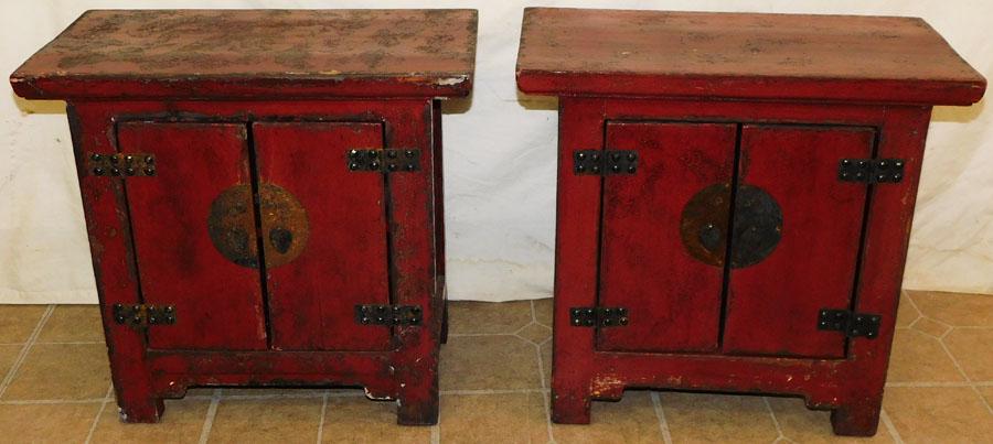 Pair Red Lacquered Diminutive Cabinets (1 of 4)
