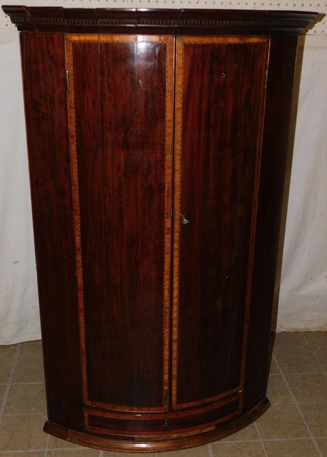 19th C Mah & Satinwood Banded Hanging Corner Cab (1 of 5)