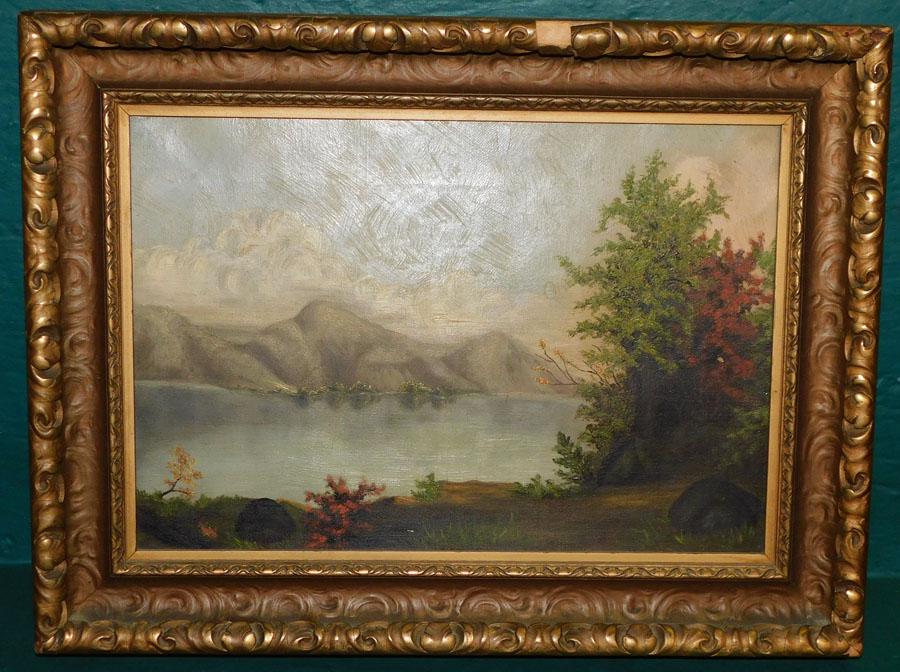 19th C OOC Lake Scene (1 of 4)