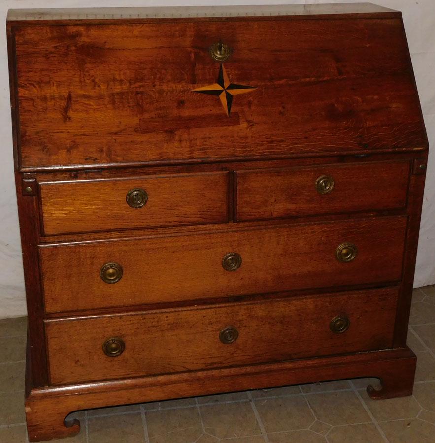 19th C Oak Georgian Desk W/ Star inlay (1 of 8)