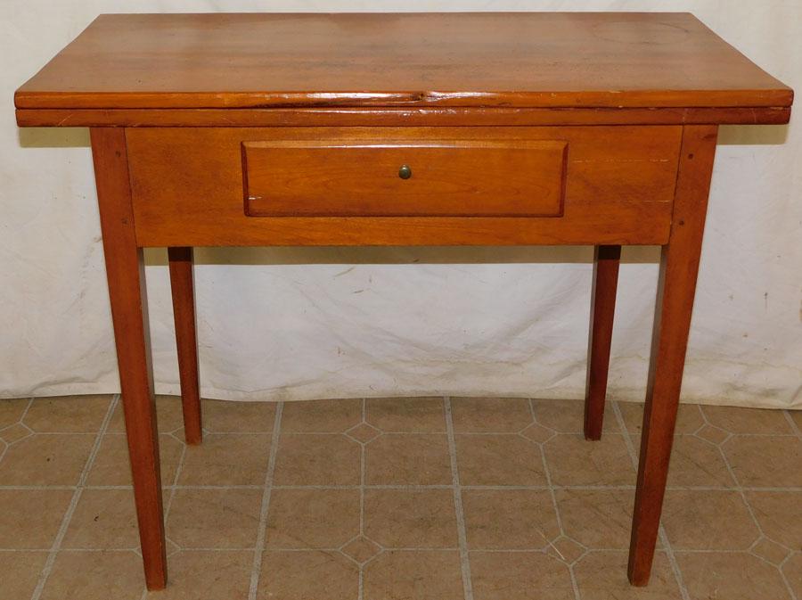 19th C Cherry Flip Top One Drawer Game Table (1 of 5)