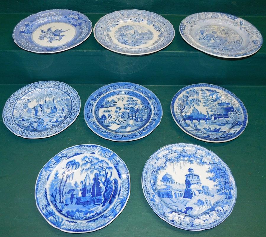 Lot 8 Flow Blue Porcelain Plates (1 of 13)