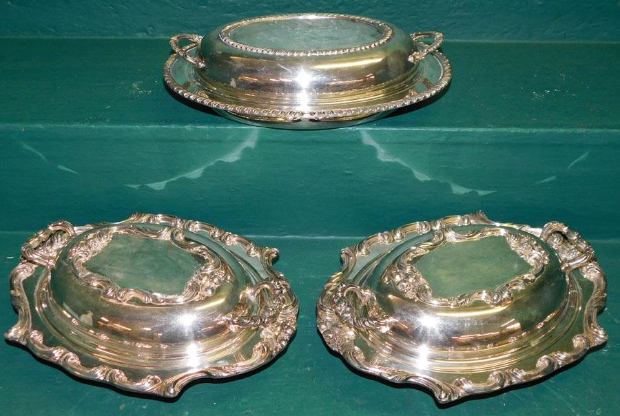 Three Silver Plate Covered Dishes (1 of 4)