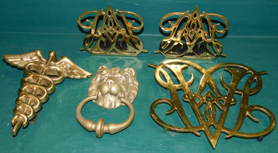 4 Pc Cast Brass Lot - 2 C.W.: 4 Pc Cast Brass Lot - 2 C.W.. 9" H - Largest