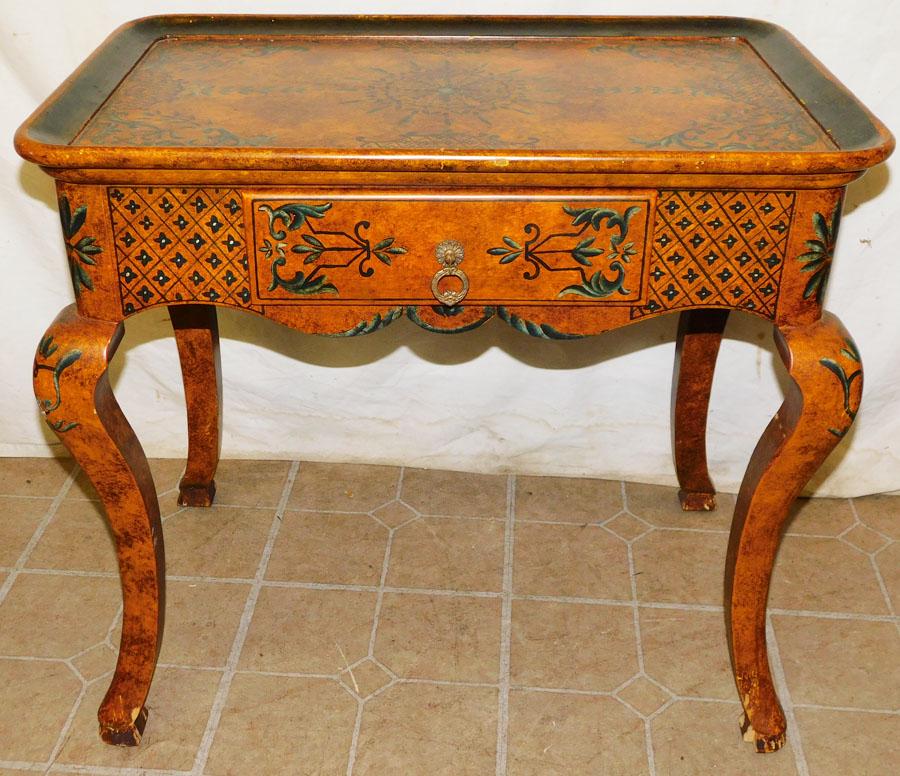 Paint Decorated One Drawer Table (1 of 4)