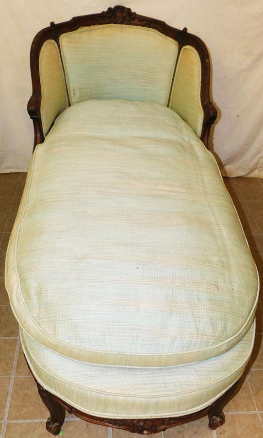 Walnut Louis XV Carved French Chaise (1 of 5)