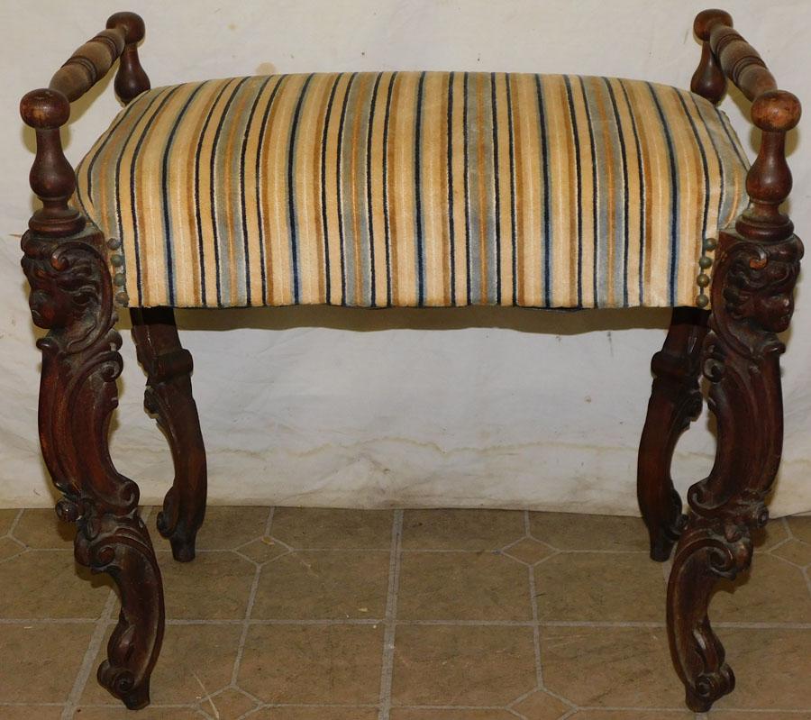 Walnut Carved Figural Bench (1 of 3)