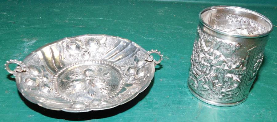 .800 Silver Wine Taster & Can (3.8 Toz): .800 Silver Wine Taster & Can (3.8 Toz).
