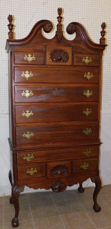 19th Century shell carved highboy: 19th Century shell carved highboy. 39 1/" W 19 3/4" D 86" H