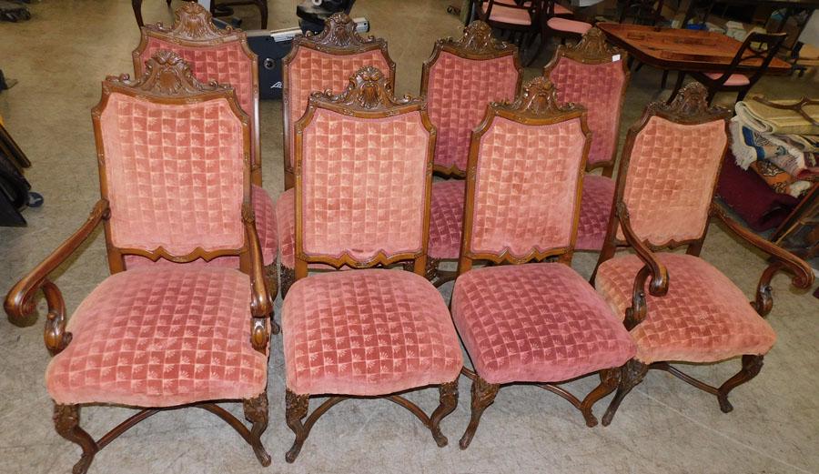 Set 8 Walnut Carved Dining Chairs By Buckingham (1 of 7)