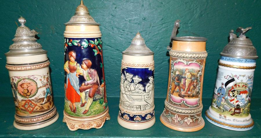 6 German Beer Stein (One Is Music Box) (1 of 5)