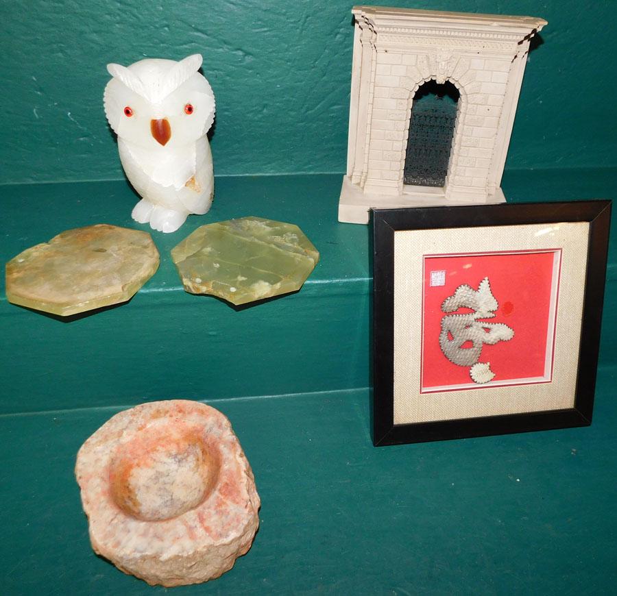 Carved Marble Owl, Stone Mortar, Arch Model (1 of 5)