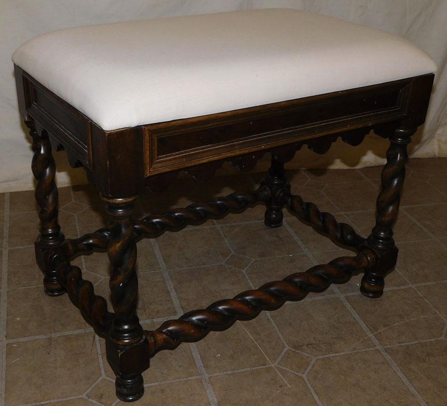 Walnut Barley Twist Stretcher Base Bench By Bombay (1 of 2)