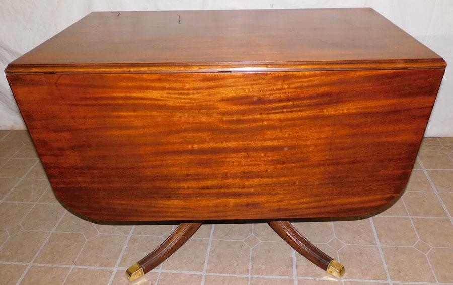 Mahogany Pedestal Drop Leaf Table W/ Drawer (1 of 5)