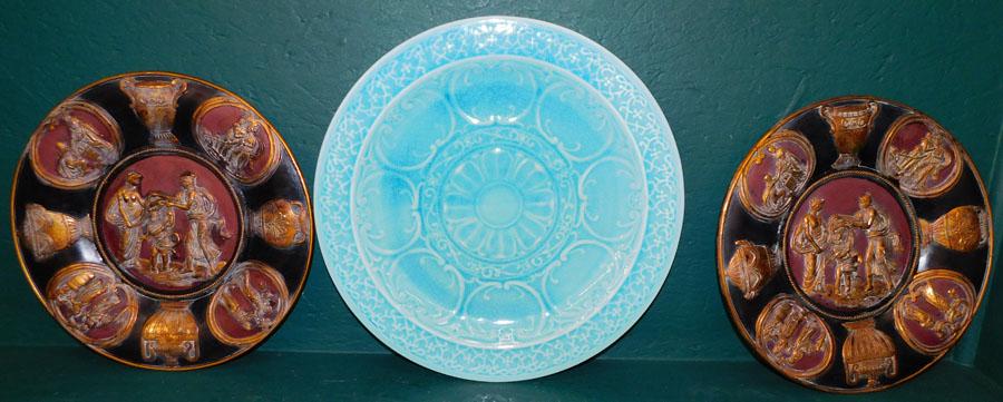 2 Paint Decorated Chargers & Porcelain Charger (1 of 5)