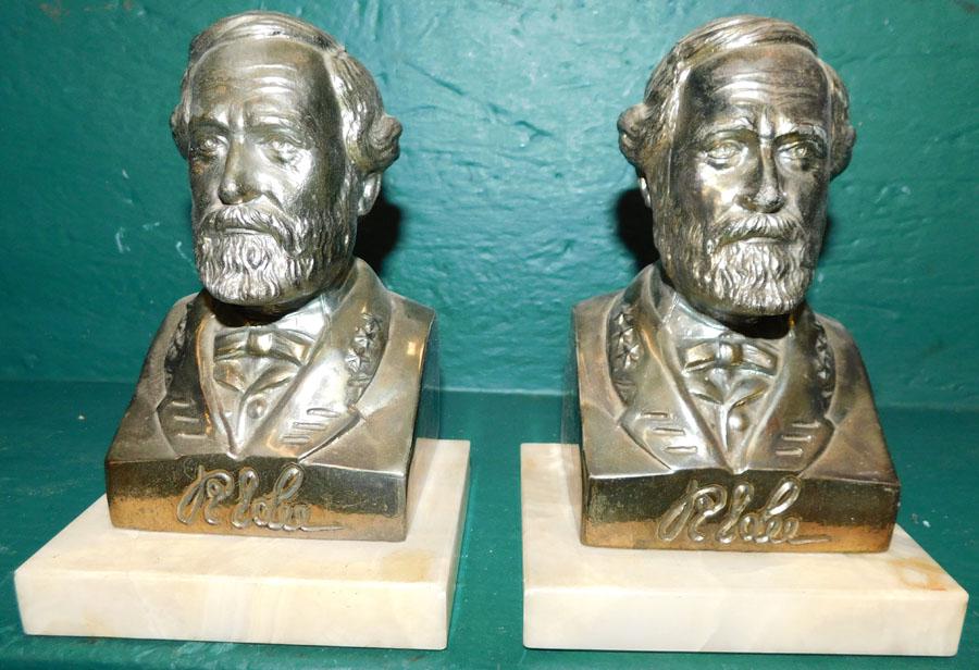 Two Metal & Marble Base Robert E. Lee Bookends (1 of 2)