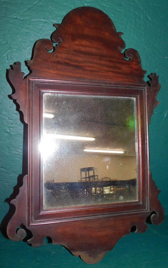19th C Mahogany Chippendale Mirror: 19th C Mahogany Chippendale Mirror. 14 1/2" X 23 1/2"