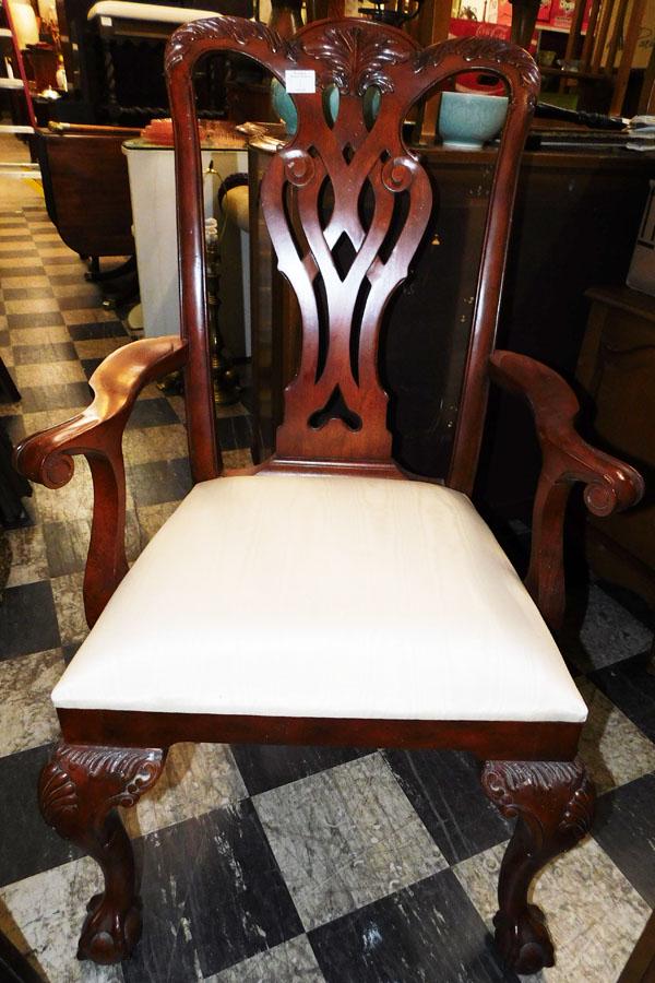 Mahogany Carved Chippendale Style Arm Chair (1 of 4)