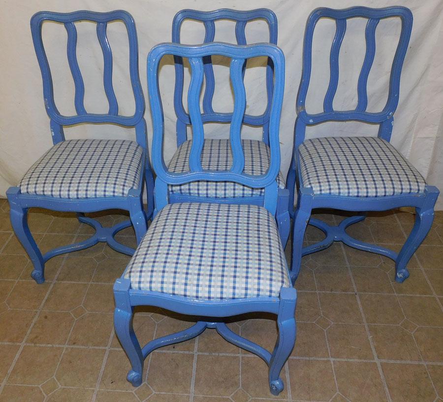 Set 4 Painted French Provincial Dining Chairs: Set 4 Painted French Provincial Dining Chairs. 37 1/2" H