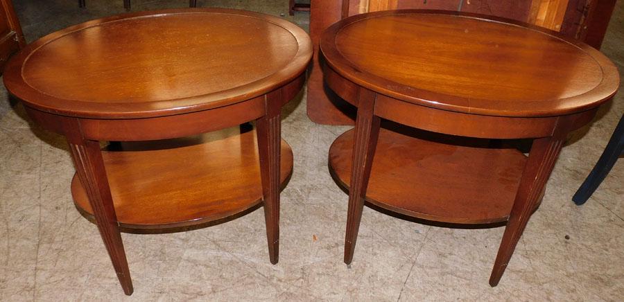 Pair Mahogany Oval Lamp Tables By Imperial (1 of 4)