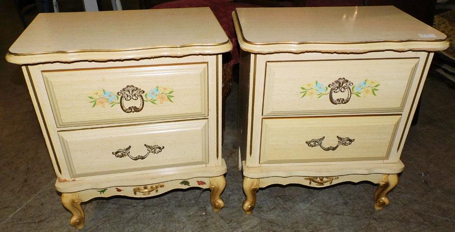 Pair 2 Drawer Painted Night Stands (1 of 3)