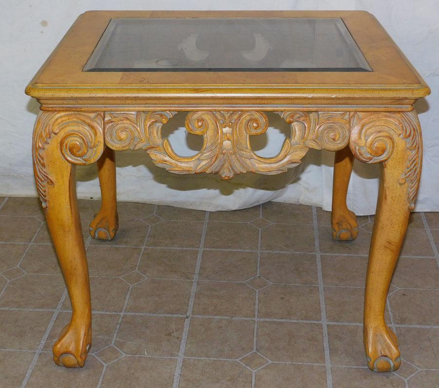 Bleach Walnut Glass Top End Table (1 of 3)