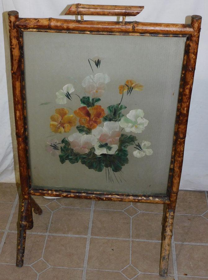 Painted Glass Bamboo Fire Screen (1 of 4)
