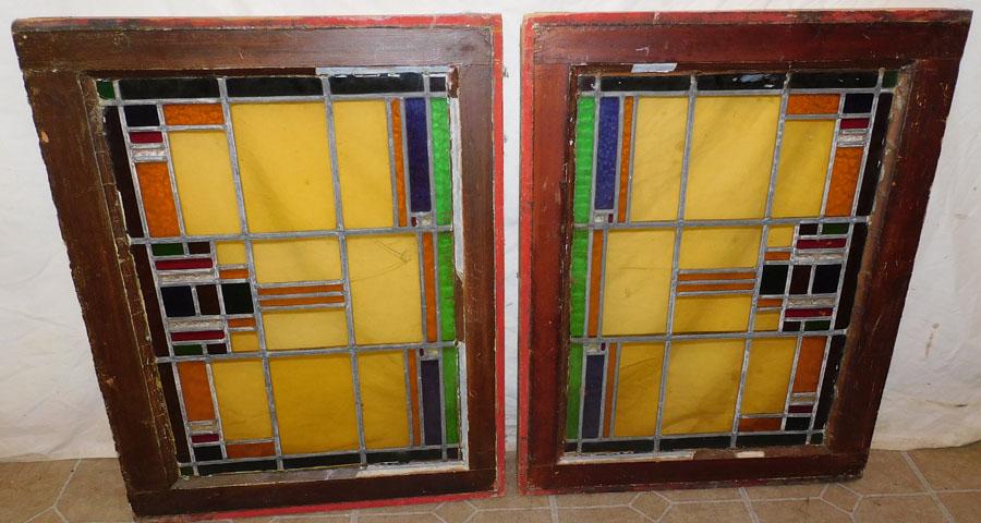 Pair Stain Glass Window Panes (1 of 3)