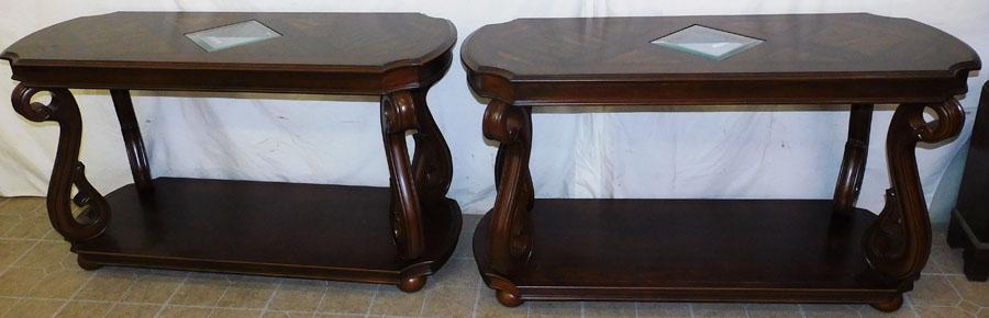 Pair Cherry Console Tables (1 of 3)