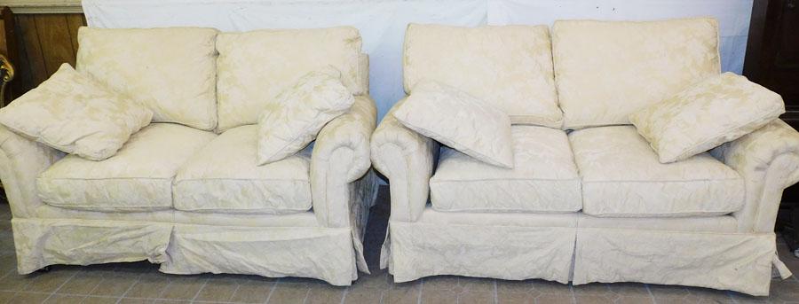 Pair Upholstered Love Seats W/ Down Cushions (1 of 3)