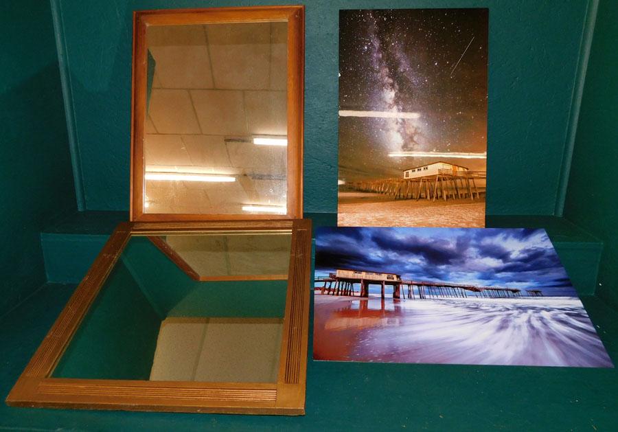 Two Framed Mirrors & Two Prints On Metal (1 of 5)