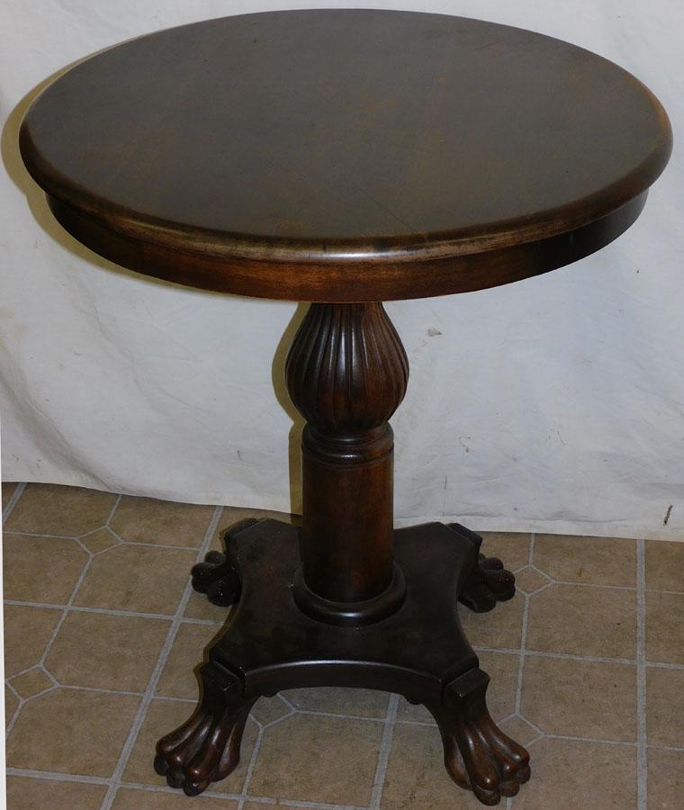 Mahogany Pedestal Claw Feet Tea Table: Mahogany Pedestal Claw Feet Tea Table. 26" Dia 30 1/4" H