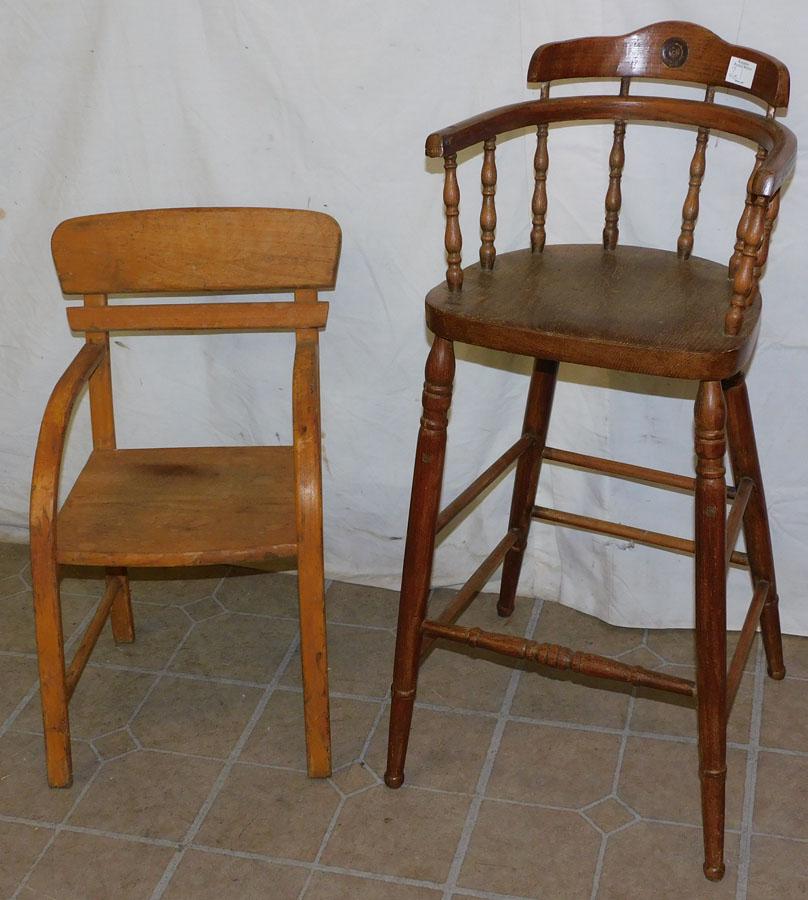 Antique Oak High Chair & Arm Chair (1 of 3)