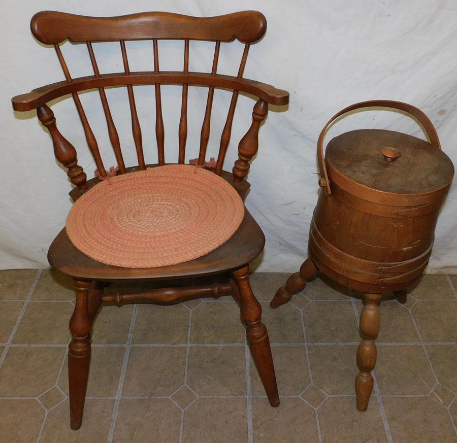 Wooden Bucket & Ethan Allen Maple Chair (1 of 2)