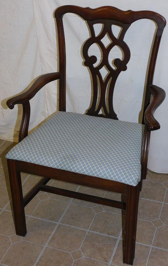 Mahogany Chippendale Arm Chair: Mahogany Chippendale Arm Chair. 37 1/2" H