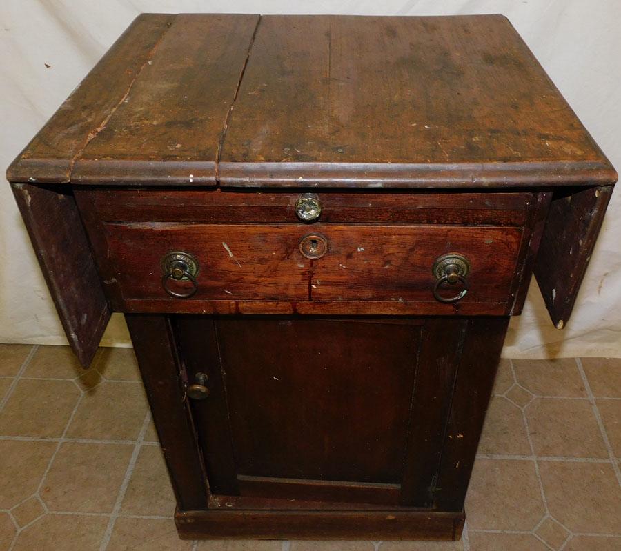 Antique Walnut Drop Leaf Cabinet W/ Slide (1 of 3)
