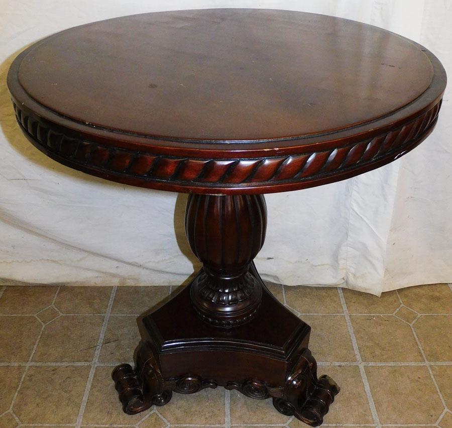 Mahogany Carved Pedestal Tea Table (1 of 3)