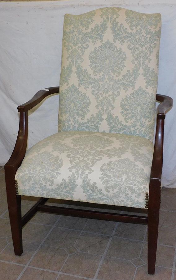 Mahogany Upholstered High Back Chair (1 of 2)