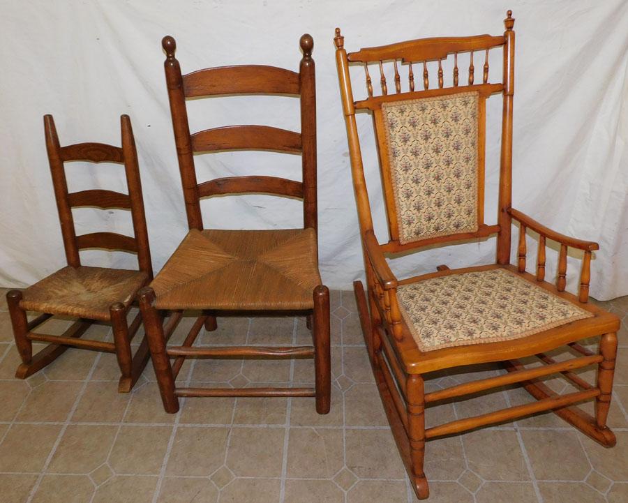 Lot 3 Antique Chairs & Rockers (1 of 2)