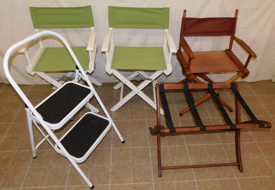 3 Folding Director Chairs, Folding Steps, Luggage Rack (1 of 2)