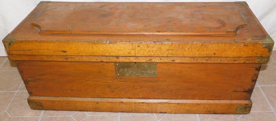 Antique Pine Brass Bound Tool Chest (1 of 3)