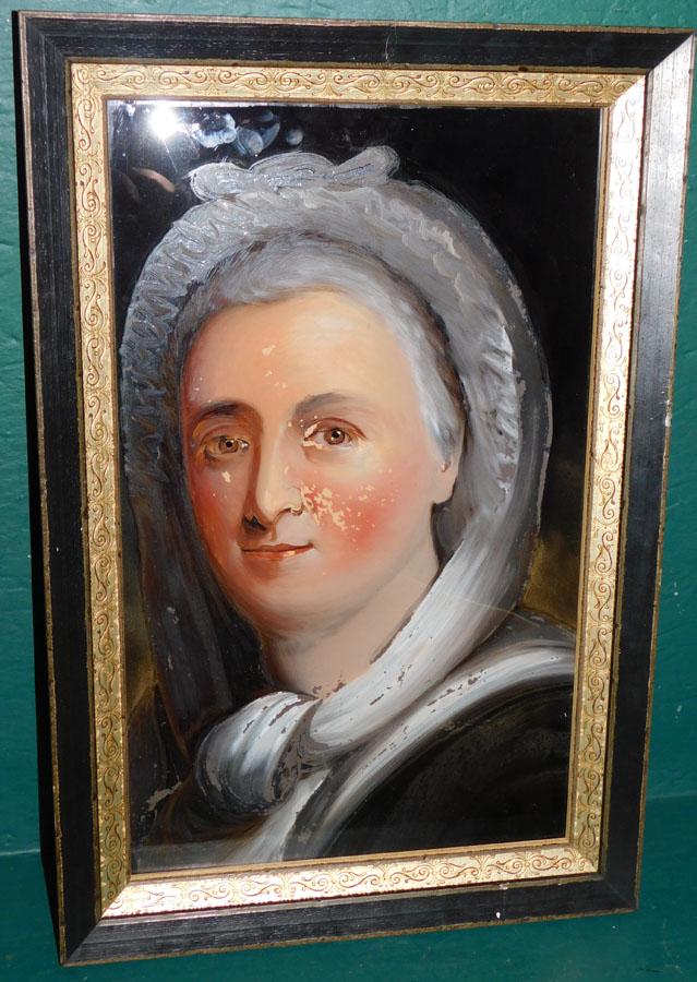 Antique Reverse Painting on Glass Martha Washington (1 of 3)