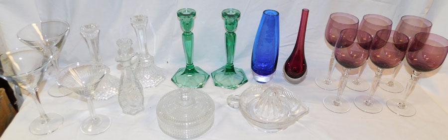 Lot Colored Glass Vases - Candlesticks - Stemware (1 of 8)